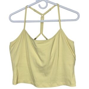 Calia Carrie Underwood Rib‎ Crop Cami Women's XL Lemon Yellow Tank NWT